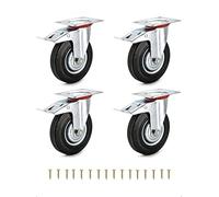 HD BRICO Set di 4 Ruote per carichi pesanti 75 mm(4 Ruotelle con freno) - Ruote pivontanti per mobili,4 Ruote Carico 200 kg - Ruote girevoli per uso interno ed esterno - Rotelle girevoli con freno