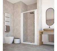 HD CASA Box Doccia a Soffietto in PVC Modello Giada, Apertura Centrale Estendibile, Cabina Doccia Angolare Salvaspazio Made in Italy 130 cm