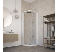 HD CASA Box Doccia Semicircolare a Soffietto Modello Roxana, Apertura Centrale Reversibile, Cabina Doccia Salvaspazio in PVC Made in Italy 90x90 cm