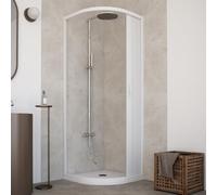 HD CASA Box Doccia Semicircolare a Soffietto Modello Roxana, Apertura Laterale Reversibile, Cabina Doccia Salvaspazio in PVC Made in Italy 90x90 cm