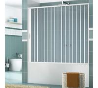 HD CASA Box Sopravasca a Soffietto Modello Alba, Apertura Laterale Reversibile, Pannelli in PVC Riducibili, Cabina Doccia Salvaspazio Made in Italy Arredobagno, parete vasca 150 cm