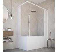 HD CASA Box Sopravasca a Soffietto Modello Anja, Apertura Angolare Reversibile, Pannelli in PVC Riducibili, Cabina Doccia Salvaspazio Made in Italy, arredo bagno, 70x140 cm