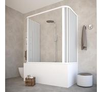 HD CASA Box Sopravasca a Soffietto Modello Julia, 3 Ante con Pannelli Semitrasparenti, Profili Bianchi, Cabina Doccia Salvaspazio in PVC Made in Italy arredo bagno, 70x140x70 cm