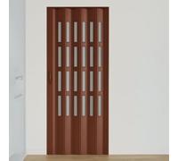 HD CASA Porta a Soffietto Modello Extra Standard, in PVC con Vetri Trasparenti, Reversibile e Regolabile in Altezza e Lunghezza, Fai da Te, Made in Italy, arredo casa, Noce 82x220 cm