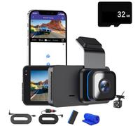 HD Dash Cam with WiFi & GPS, 1296p Car Dashcam Front and Rear Camera, Dual Lens Dashboard Dash Camera Kit, Night Vision, Full HD, Loop Recording, 140° Wide Angle, App Control, With 32/64GB SD Card(HD+