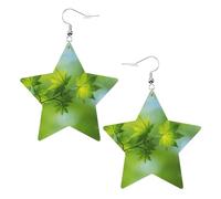 HD Green Nature - Orecchini da donna alla moda, orecchini pendenti celesti, gioielli a forma di stella per un versatile, One Size, Pelle
