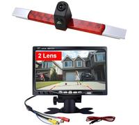 HD IP68 1280Pixels Luce Freno Tetto Posteriore Retromarcia Retromarcia Telecamera Doppia Lente con Angolo Regolabile Compatibile con Fiat Ducato aus/Hella 2DA 343 106-201 (fotocamera+7 ''monitor)