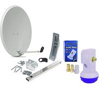 HD-LINE 1 Teilnehmer Set - Qualitäts-Alu-Sat-Anlage - Select 60/65cm Spiegel/Schüssel Anthrazit HD-LINE Single LNB - Satelliten-Komplettanlage - für 1 Receiver/TV [Neuste Technik - DVB-S/S2, Full HD, 4K/UHD, 3D]