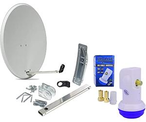 HD-LINE 1 Teilnehmer Set - Qualitäts-Alu-Sat-Anlage - Select 60/65cm Spiegel/Schüssel Anthrazit HD-LINE Single LNB - Satelliten-Komplettanlage - für 1 Receiver/TV [Neuste Technik - DVB-S/S2, Full HD, 4K/UHD, 3D]