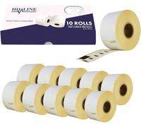 hd-line Etichette Dymo per Labelwriter 99012 - Confezione da 10 rotoli di etichette x 260 pezzi per rotolo, autoadesive,compatibili per stampanti di etichette Dymo Labelwriter e Seiko,89 x 36 mm
