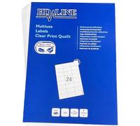 Hd-line Etichette per indirizzi, 1 confezione, 100 fogli, 70 x 37 mm, 2400 pezzi, autoadesive, stampabili, opache, in carta bianca, universali, 24 fogli per formato A4, colore: bianco