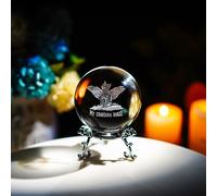 HD LIVING Sfera di cristallo 3D a forma di gatto con supporto - Ali d'angelo Memorial Cat Ball fermacarte per donne