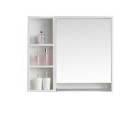 HD Specchio Da Bagno Con Contenitore, Mobile Bagno Da Parete, Mobiletto Con Struttura In Alluminio, Armadietto Contenitore In Legno Massello Per Toeletta Stile Moderno Rustico(White,80CM/31.4IN)