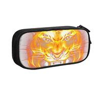Hd Tiger Fierce Flames Astuccio portapenne con cerniera, rosa grande capacità scatola per scuola, ufficio e viaggi, Nero , Taglia unica, Organizer per borse