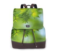 Hd Verde Natura Stampa Delle Donne Zaino Impermeabile Antifurto Leggero Pu Moda Pelle Nylon Scuola Borsa A Tracolla Zaino Da Viaggio, Nero , Taglia unica
