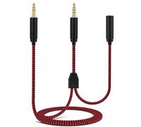 HD60 Chat Link - Adattatore audio di ricambio, 2,1 m, cavo da gioco maschio a maschio, in nylon intrecciato da 3,5 mm, compatibile con Elgato HD60 Series, PS5, PS4, Xbox One X/S, Switch, cuffie (rosso