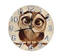 Hdadwy Simpatico gufo rotondo orologio da parete silenzioso senza ticchettio a batteria facile da leggere per l'ufficio degli studenti scuola orologio decorativo per la casa arte
