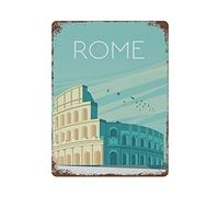 Hdadwy Targa in metallo in metallo Roma Italia Città Retro Travel Vintage Tin Poster Targa in metallo Decorazione da parete Country Kitchen Home Garage Decor 16 "x 12"