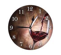 Hdadwy Vino rosso che versa nel bicchiere da vino Orologio da parete Orologio rotondo silenzioso a batteria Decorazione da parete per casa, ufficio, scuola 9,8 pollici