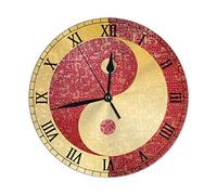 Hdadwy Yin Yang cinese vintage rotondo orologio da parete silenzioso non ticchettio a batteria facile da leggere per l'ufficio degli studenti scuola orologio decorativo per la casa arte