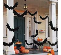 HDAKDDHG Decorazioni di Halloween, pipistrelli da appendere, 12 pipistrelli volanti con occhi luminosi e rotolo di filo, per decorazioni di Halloween, esterni, giardino, feste, cortile, albero (3