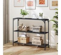 HDANI Consolle Ingresso,Tavolo Console con 2 Ripiani di Rete Metallica,Tavolino da Divano, Corridoio,Entrata,Soggiorno,100 x 30 x 80cm,Stile Industriale,Nero
