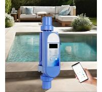 HDaspijh Salt Chlorine Generator,Pool Chlorinator System Automatic Self Adapting Salt Water Pool Chlorine Generator for Swimming Pool,Built-in Wi-Fi & App Remote Control,Self-Cleaning Function,12g/h
