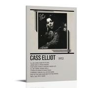 HDASURWORHRHI Poster su tela con stampa di Cass Elliot con album Cass Elliot, decorazione artistica da parete vintage, 50 x 75 cm, con cornice