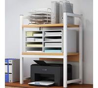 HDBCYUAZ 2-Tier elevato Stampante multifunzione desktop di storage Stand Mensola Adatto for stampante Home Office a più strati di storage rack robusta struttura in acciaio Telaio(A)