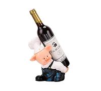 HDBCYUAZ Armadietto portabottiglie per vino, in stile rustico, con scultura e statua a forma di animale, supporto per vino, cappello storto, maialino, decorazione artistica da scrivania, ornamenti in