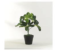 HDBCYUAZ Artificiale in vaso piante false simulazione e realtà design plastica violino foglia fico pianta con fiorta in nera for la casa ufficio scrivania(Green Seven Stars)