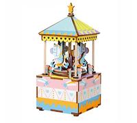 HDBCYUAZ Carousel Music Box di Legno DIY assemblato a Mano Fare Regalo Creativo del Compleanno Natale