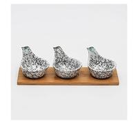 HDBCYUAZ Ciotole creative in ceramica in stile giapponese con vassoio in legno per frutta secca, snack, caramelle, piatto diviso multiuso per salse (A)