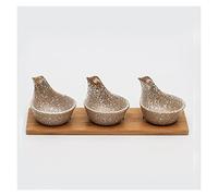 HDBCYUAZ Ciotole creative in ceramica in stile giapponese con vassoio in legno per frutta secca, snack, caramelle, piatto diviso multiuso per salse (C)