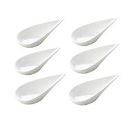HDBCYUAZ Ciotole per immersione a goccia d'acqua, ciotole per salse, snack, salse, piatti in porcellana bianca, cucchiaio, ristorante, colazione, buffet, torta, stoviglie in ceramica (6 pezzi per set)