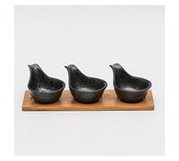 HDBCYUAZ dip ciotola creativo Dip Bowl Stile Giapponese Ciotola di ceramica con vassoio di legno frutta secca spuntino caramelle piatto condiviso salsa multiuso piatto piatti salsa stoviglie (B)