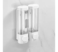 HDBCYUAZ Dispenser Sapone 2 * 300ml 2 Camera Montaggio a Parete Dispenser di Sapone, a Mano Manuale Shampoo Doccia Gel Dispenser Contenitore for Bagno Cucina Distributore di liquidi(Wit)