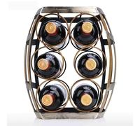 HDBCYUAZ Portabottiglie di vino 6 Bottles Wine Rack Tabletop Barrel Wine Rack Sturdy Iron Material Handmade Craft Display Storage Rack Bottiglia Vino