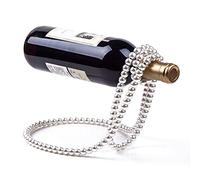 HDBCYUAZ Portabottiglie di vino Golden Pearl Necklace Stainless Steel Wine Rack Wine Pedestal Clamp Holder Suspension Champagne Small Ornaments Bottiglia Vino