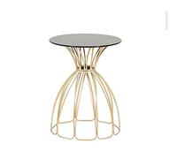 HDBCYUAZ Tavolino Laterale Semplice tavolino nordico tavolino in ferro battuto tavolino da caffè rotondo vetro nero vetro staffa metallo creativo moderno stile industriale design Tavolino Letto(A)