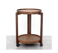 HDBCYUAZ Tavolino Laterale Tavolino da caffè mobile Nanyang Walnut Soggiorno divano Tavolino Semplice doppio strato rotondo Piccola tabella d'angolo for installazione facile Tavolino Letto