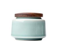 HDBCYUAZ Zuccheriera Lattine di tè in ceramica fatte a mano, lattine di caffè con coperchi in legno, semplici contenitori di stoccaggio zucchero ciotola(B)