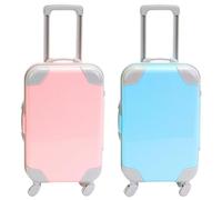 HDBHSBE 2 Pezzi Mini Valigia Mini Valigia realistica per la Festa di Favore Box Bagagli Aperti con Biella estendibile e Ruota Mobile per Regali per Ragazze delle Bambole, Stile 1