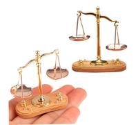 HDBHSBE 2 Pezzi Scala di saldo per Bambini, 2x1.7x0, 8 '' Scala di Giustizia in Lega in Miniatura, bilanciamento Vintage per paesaggi Miniatura, casa delle Bambole e Decorazioni Auto