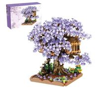 HDBHSBE CHECHRY Blossom Tree CASA PLASTICHE PLASCE Bonsai Bonsai ASSEMBRICATO SETTO Mini BROCCHI di Mini Gioco di FLOO DEY per Adulti, 14+ Adolescenti (Senza Luce) Elementi di Costruzione Viola