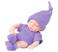 HDBHSBE Mini Baby Dolls 7 inch Soft Vinyl Newborn Baby Doll Realistic Doll with Wearable Clothes Portable Mini Silicone Dolls for Children's Gifts, Purple Silicone