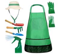 HDBHSBE Set di Giardinaggio per Bambini 7 Pezzi/Set di Giardinaggio educativo per Bambini Include Grembiule, spruzzatore, Guanti, Cappello, rastrello, Pala Strumenti per per Cosplay per