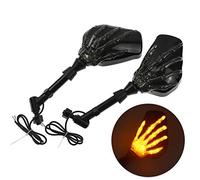 HDBUBALUS Specchietti Retrovisori Integrati Led Scheletro Artiglio Indicatore di Direzione Adatto per Moto con Bulloni Filettati Da 8 Mm 10 Mm