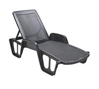 Lettino prendisole sedia sdraio con schienale reclinabile effetto rattan antraci
