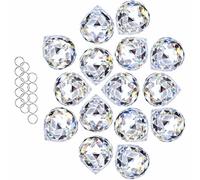 HDCRYSTALGIFTS 15 acchiappasole in cristallo trasparente arcobaleno creatore prisma di cristallo per finestre da appendere a sfera di vetro ornamenti da appendere scacciaspiriti per interni ed esterni